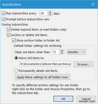Windows 11/10のMicrosoft Outlookで古いアイテムを自動アーカイブする方法