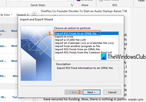 OutlookでRSSフィードの購読コレクションを一括インポート・エクスポートする方法