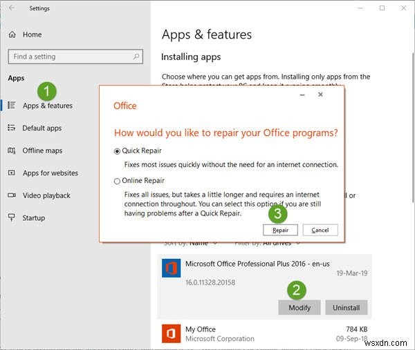Microsoft Officeの修復方法｜個別プログラムのアンインストール手順も解説