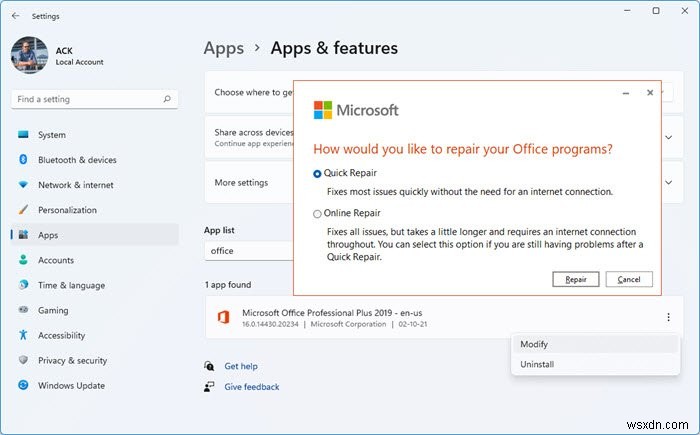 Microsoft Officeの修復方法｜個別プログラムのアンインストール手順も解説