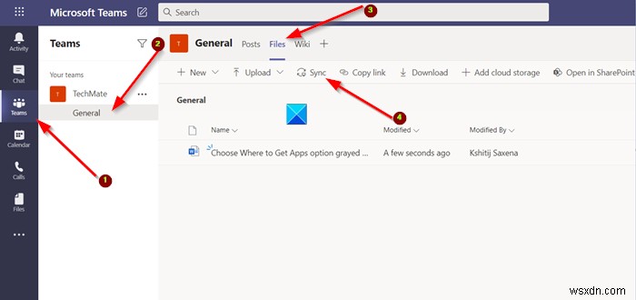 Microsoft TeamsのファイルをOneDrive同期アプリと同期する方法