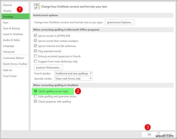 Windows 11/10でOneNoteのスペルチェックを無効にする方法