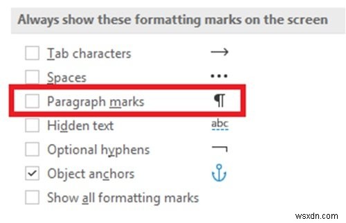 Microsoft Wordで段落マーク（¶記号）を非表示にする方法