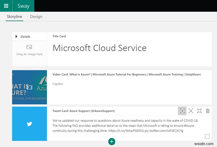 Microsoft Swayにコンテンツを埋め込む方法【埋め込みカードの使い方を解説】
