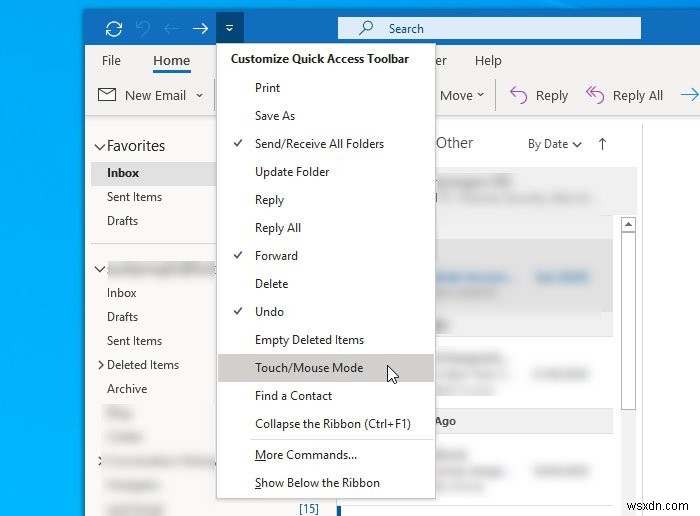 Outlookでタッチモードとマウスモードを切り替える方法【初心者向け解説】