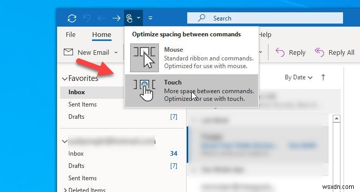 Outlookでタッチモードとマウスモードを切り替える方法【初心者向け解説】