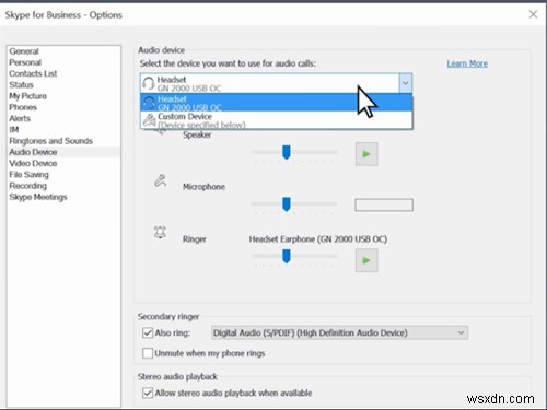 Skype for Businessで音声とビデオの設定を変更する方法