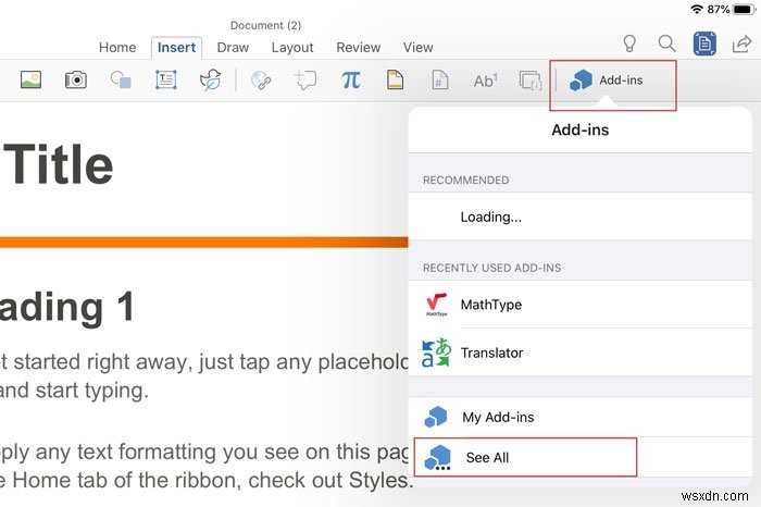 iPad版Microsoft Word・Excelでアドインをインストールして使う方法