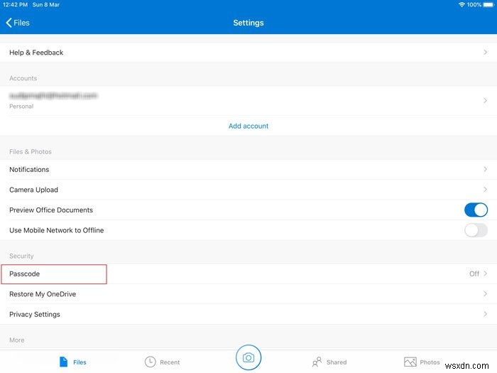 iPadでOneDriveをパスワード・Touch ID・Face IDでロックする方法