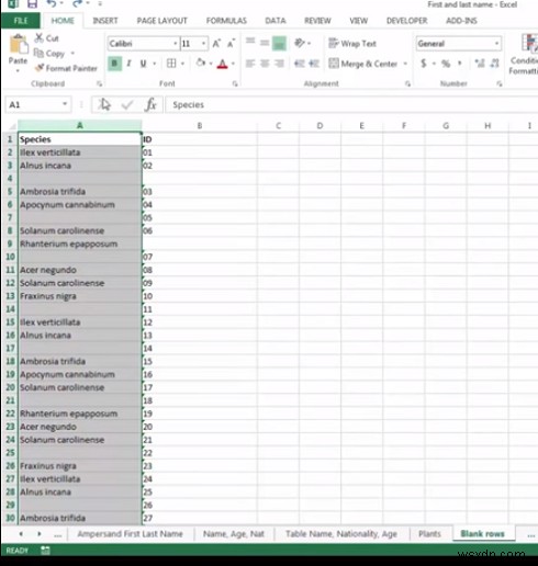 Microsoft Excelスプレッドシートの空白セルを一括削除する方法