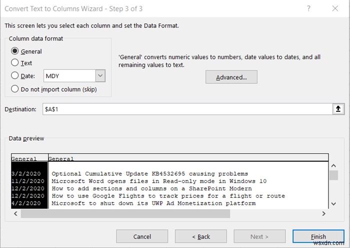 Excelで1つの長い列を複数の列に分割する方法|「区切り位置」ウィザードの使い方