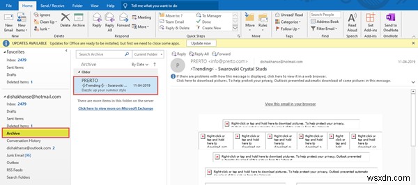 Outlookでメールをアーカイブする方法と、アーカイブ済みメールを取り出す手順
