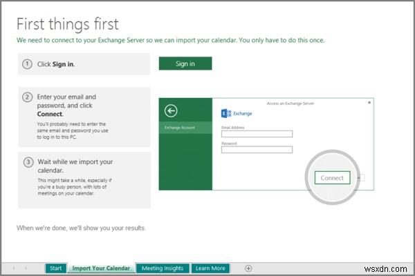 ExcelでCalendar Insightsワークブックをデータと一緒に保存する方法
