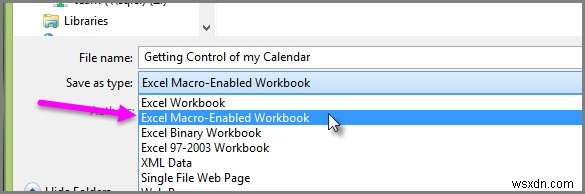 ExcelでCalendar Insightsワークブックをデータと一緒に保存する方法