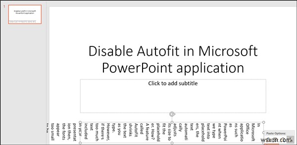 PowerPointで自動テキストサイズ変更(AutoFit)機能をオフにする方法