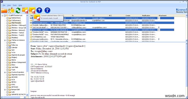 【無料】Kernel for Outlook to PDFを使ってOutlook PSTファイルをPDFに変換する方法