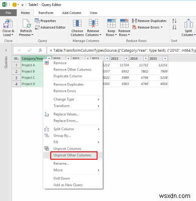 Microsoft Excelで静的テーブルのピボットを解除（アンピボット）する方法
