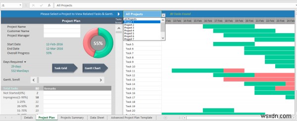 Windows 10のMicrosoft Excelで複数プロジェクトを効率的に追跡する方法