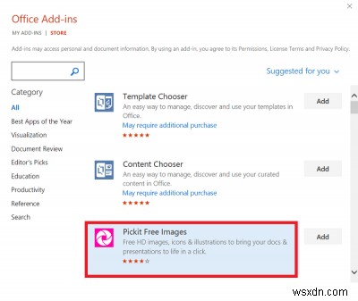 Microsoft OfficeにPickit無料画像アドインを追加して活用する方法