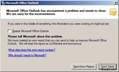 Microsoft Outlookが「問題が発生したため、終了する必要があります」と表示される原因と対処法