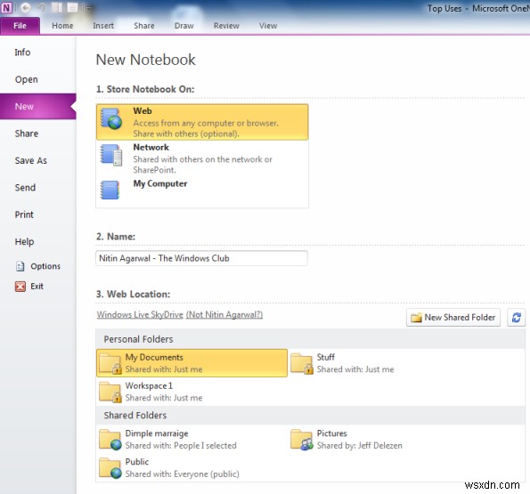 OneNoteで新しいノートブックを作成し、ページを追加する方法
