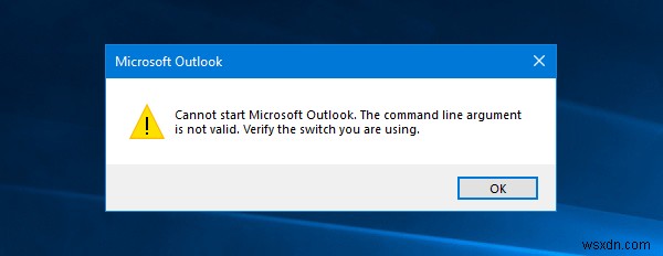 Microsoft Outlookが起動できない「コマンドライン引数が無効です」エラーの対処法