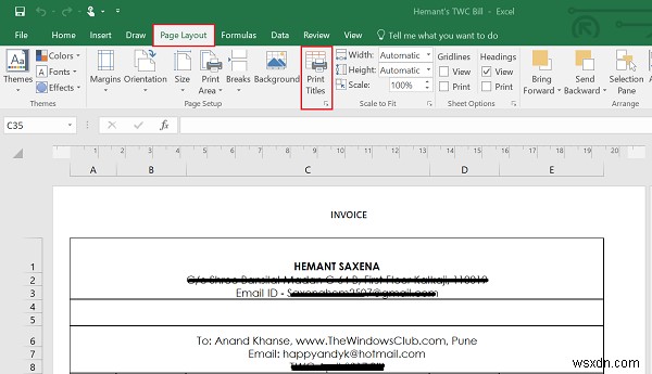 Microsoft Excelでレポートの印刷タイトルとして行や列を設定する方法