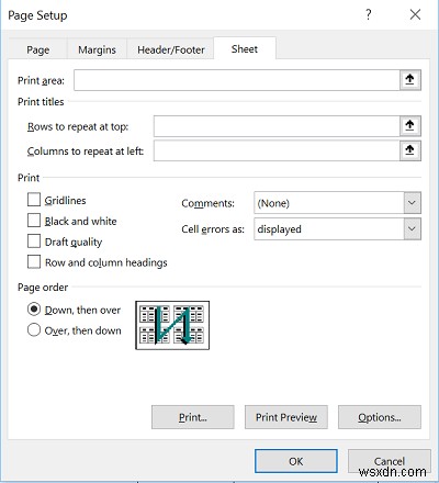 Microsoft Excelでレポートの印刷タイトルとして行や列を設定する方法
