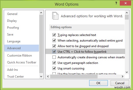 Wordで「Ctrl+クリック」によるハイパーリンクを開くショートカットを有効・無効にする2つの方法