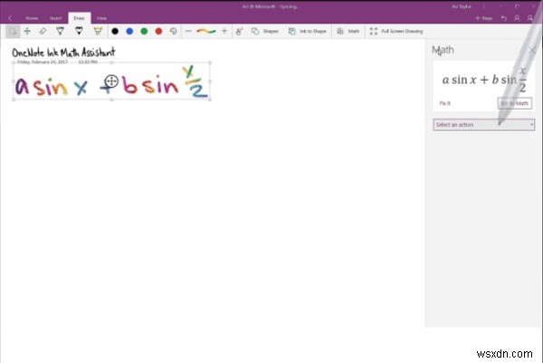 OneNote for Windows 10で方程式をグラフ化する方法|Math Assistantの使い方