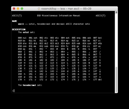 MacでASCIIコードを瞬時に調べる方法