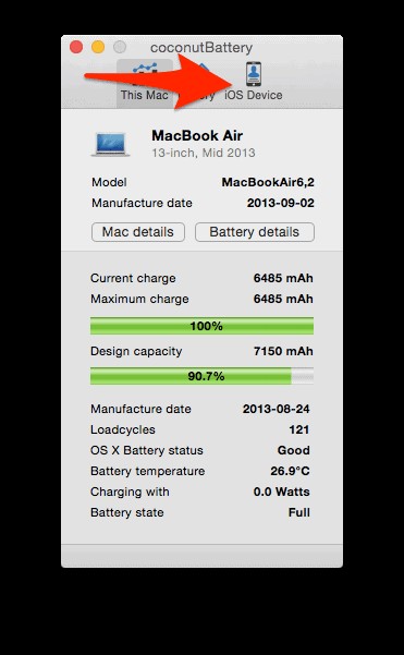 iPhone・iPadのバッテリー状態をMacで確認する方法｜無料アプリcoconutBatteryの使い方