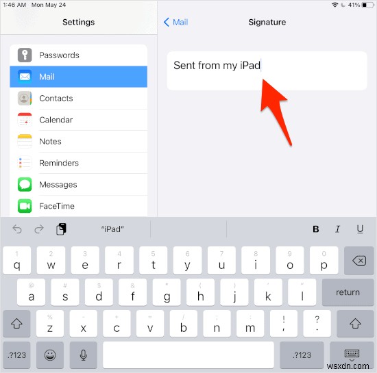 【iPad】メールの「iPadから送信」署名を削除・変更する方法