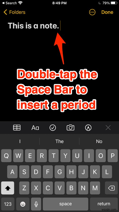 【iPhone】スペースバーを2回タップするだけでピリオドを素早く入力できる便利ワザ