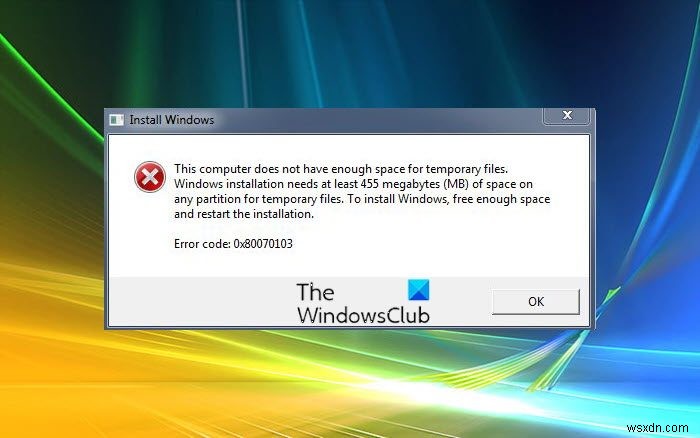 Windows 11/10でエラー0x80070103「このコンピュータには一時ファイル用の十分なスペースがありません」が出たときの対処法