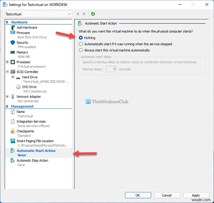 Hyper-V仮想マシンをWindows起動時に自動起動させる方法
