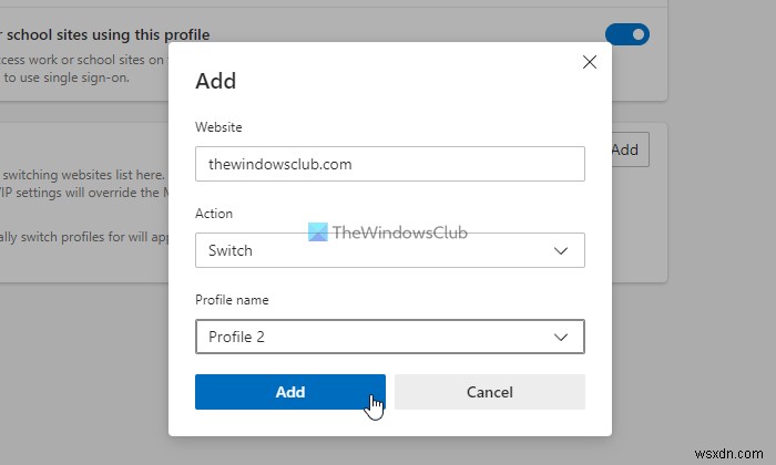 Microsoft Edgeで特定のサイトのプロファイルを自動的に切り替える方法