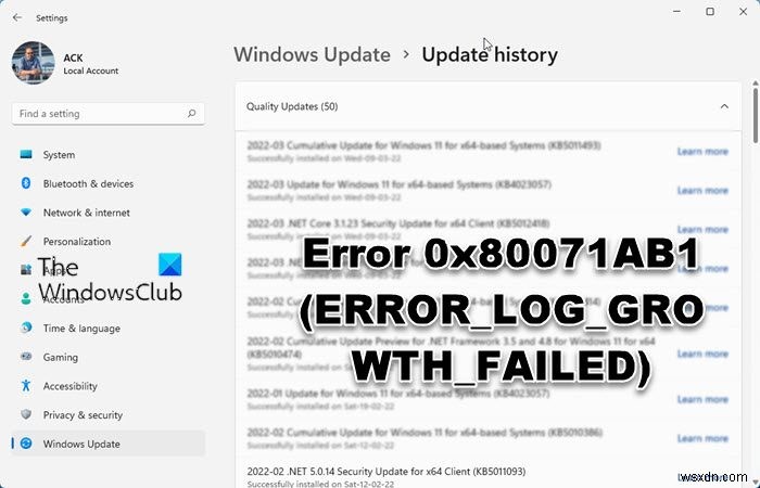Windows 11/10でエラー0x80071AB1(ERROR_LOG_GROWTH_FAILED)が発生したときの対処法