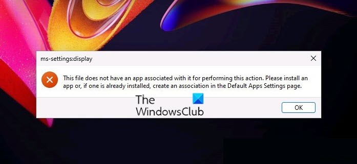 ms-settings:displayエラー「このファイルには、この操作を実行するためのアプリが関連付けられていません」の対処法【Windows 11/10】