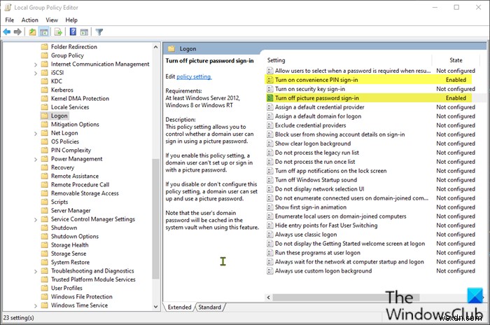Windows 11/10で画像パスワードのサインインオプションが表示されない・使用できない場合の対処法