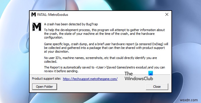 Metro Exodusが起動時にクラッシュする「FATAL ERROR」を解決する方法