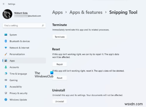 Windows 11/10で「Windowsに問題があるため、画面切り取りを開けません」エラーが出る場合の対処法