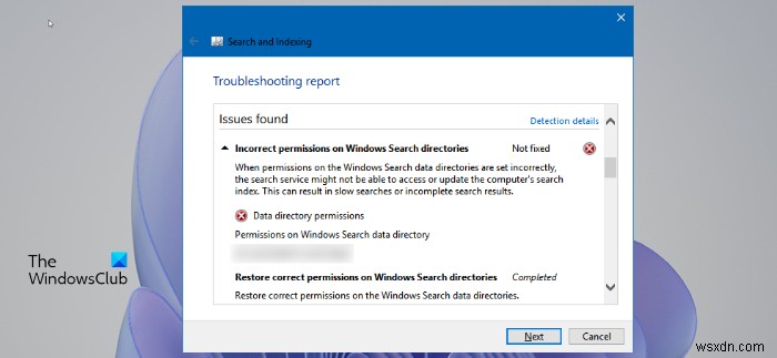 Windows 11で「Windows Searchディレクトリのアクセス許可が正しくありません」エラーを解決する方法