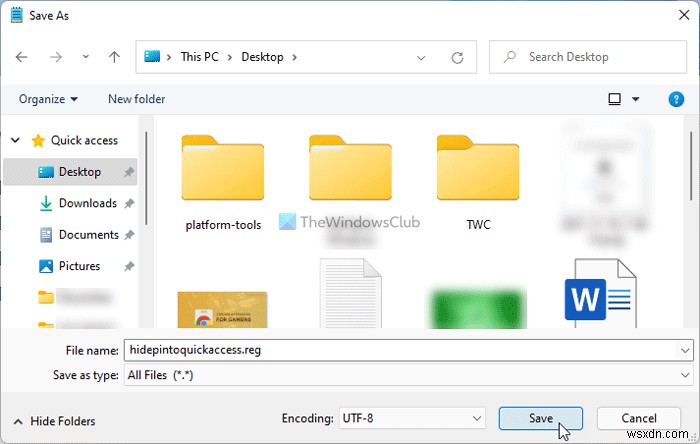 Windows 11の右クリックメニューで「クイックアクセスにピン留め」を表示・非表示にする方法