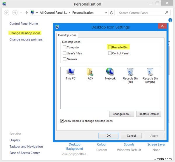 Windows 11/10で誤って削除したごみ箱アイコンを復元する方法