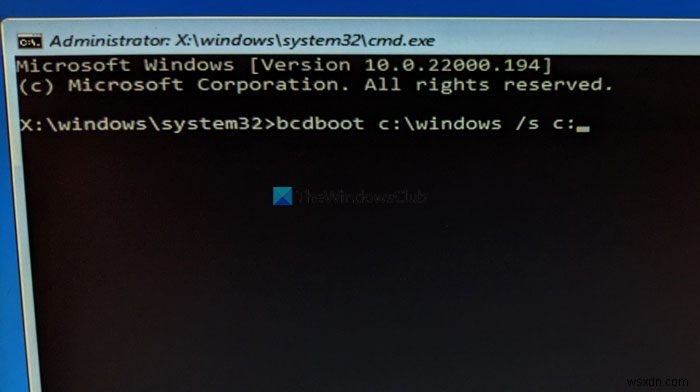 Windows 11/10でEFIブートローダーを修復する方法|bcdbootコマンドの使い方
