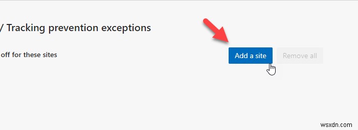 Microsoft Edgeのトラッキング防止の例外リストにサイトを追加する方法