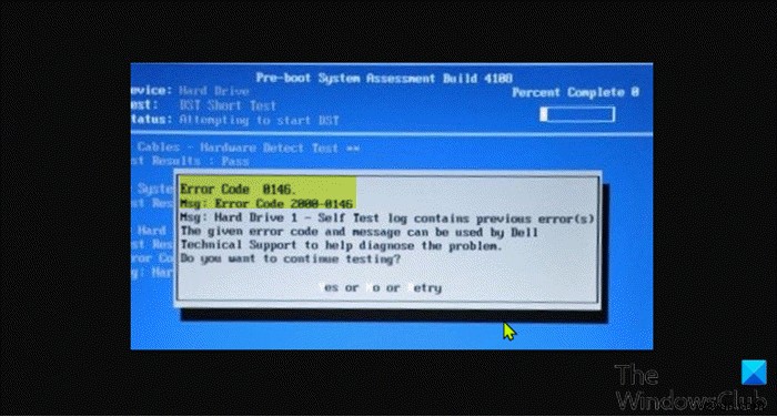 Dellパソコンでハードドライブエラーコード2000-0146が表示されたときの直し方