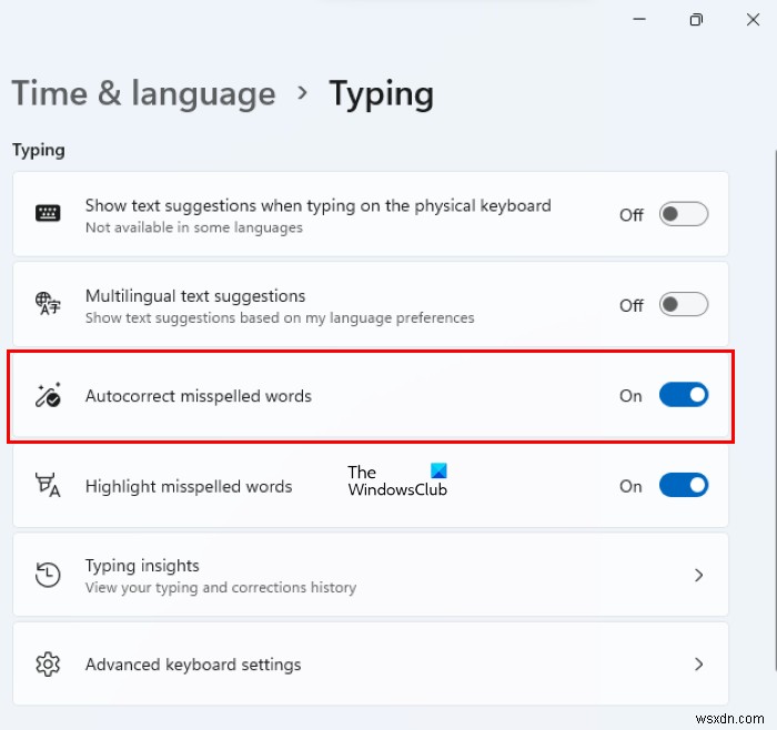 Windows 11でTyping Insights(入力インサイト)をオン/オフにする方法