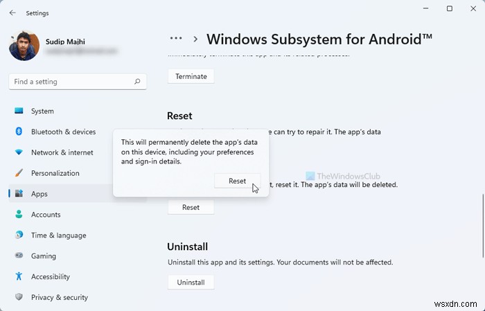 Windows 11でAndroid用Windowsサブシステム(WSA)をリセットする2つの方法